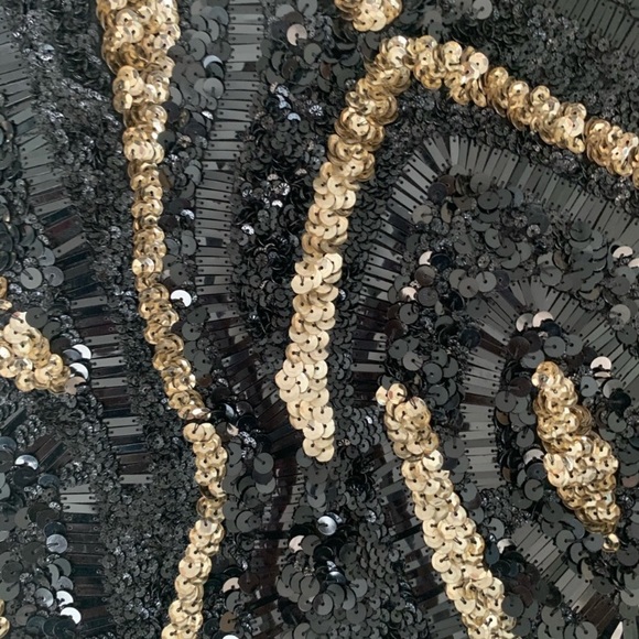 NASTY GAL Sequin Micro Mini Skirt Black Gold Size Medium - Picture 3 of 10